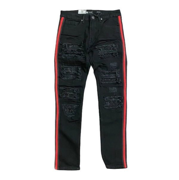 Waimea Black Stud red stripe jeans