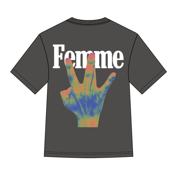 Homme Femme Twisted Fingers Tee Black With Infrared (ATONCE2317-1)