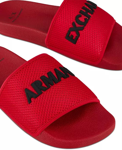 ARMANI EXCHANGE Men s Logo on Mesh Slides Sandals Premium Apparel Shops