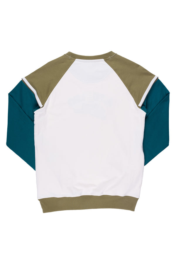ATIZIANO Avery Crème | Long Sleeve French Terry Color Block Crew