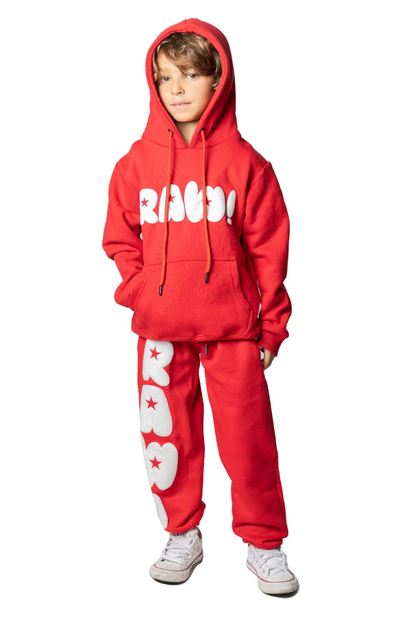 RAW Star White Puff Hoodie And Jogger Kids Set