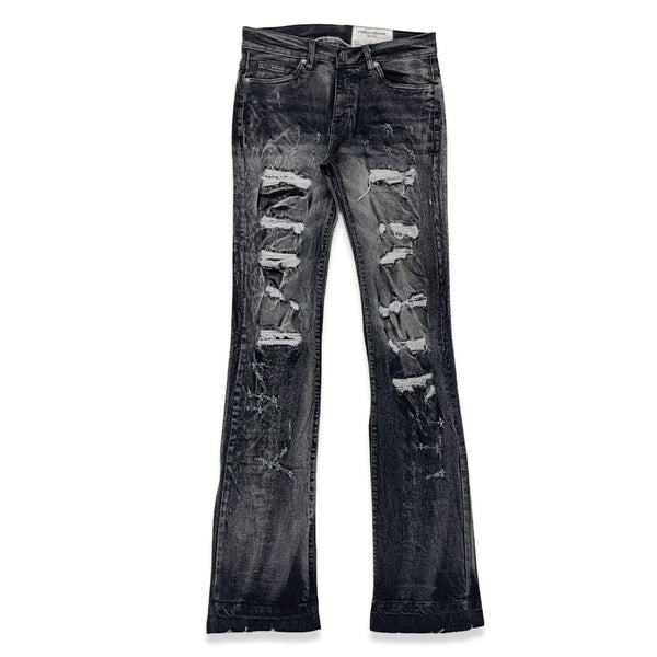FWRD Saint X Sinners Wash.Black/Red Stacked Flare Jeans