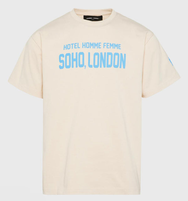 Homme femme Hotel Homme Femme London Tee Cream and Blue