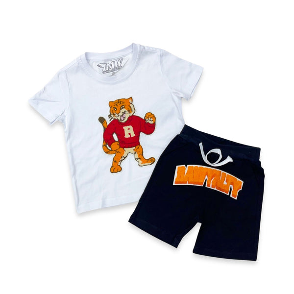 Kids Rawyalty Tiger Chenille T-Shirts And Cotton Shorts Set