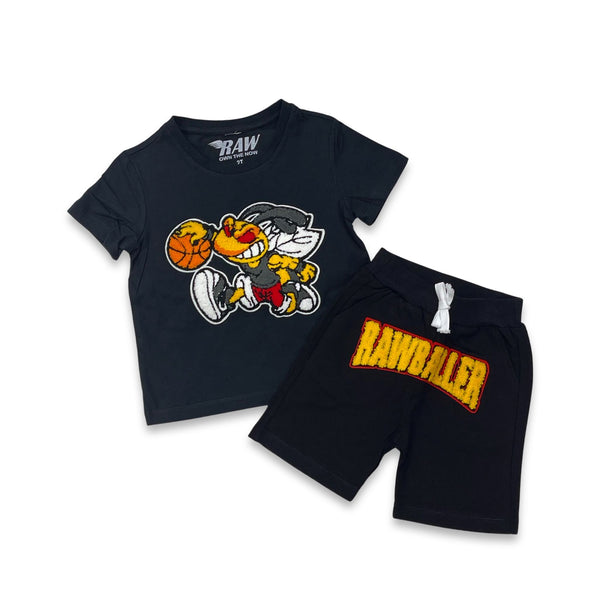 Raw Kids Rawballer Chenille T-Shirts And Cotton Shorts Set
