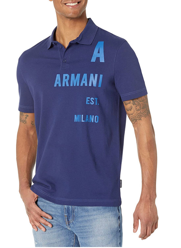 ARMANI EXCHANGE Men's Contrast Logo Stretch Pique Polo Shirt 3LZFBAZJ8NZ