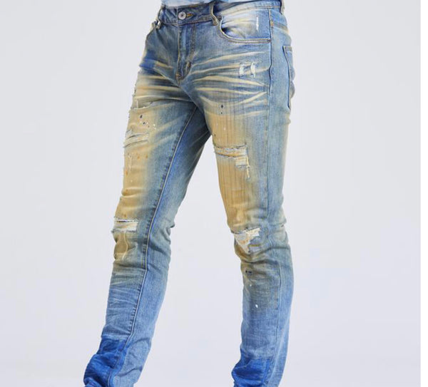 FOREIGN LOCAL(SLIM SKINNY HAND PAINTED BLUE SPLATTER JEAN