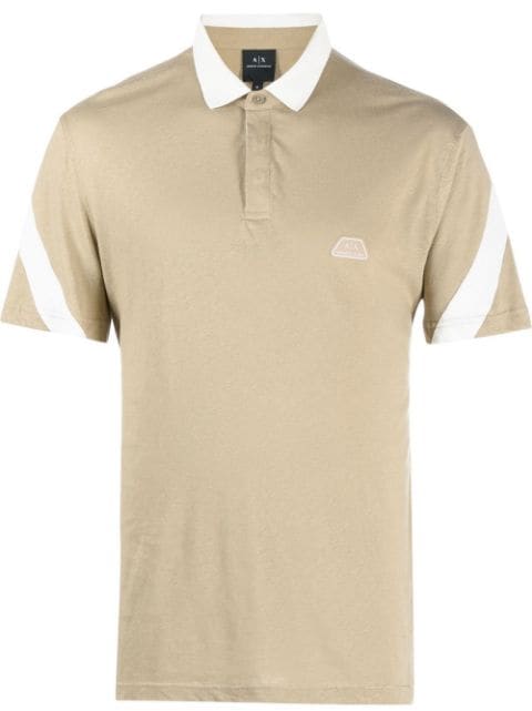 Armani Exchange logo-patch striped-edge polo shirt