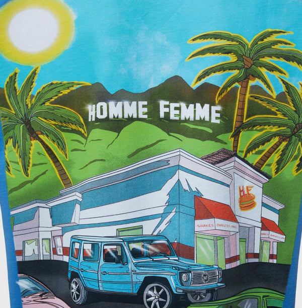 Homme femme Burgers and Benz Tee Purple (HFSS2022112-2) Blue