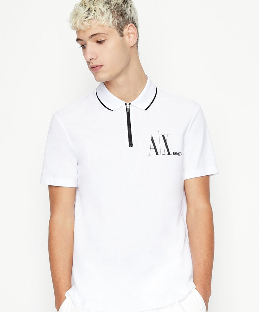 Armani exchange AX BEATS COTTON PIQUET POLO SHIRT White Premium