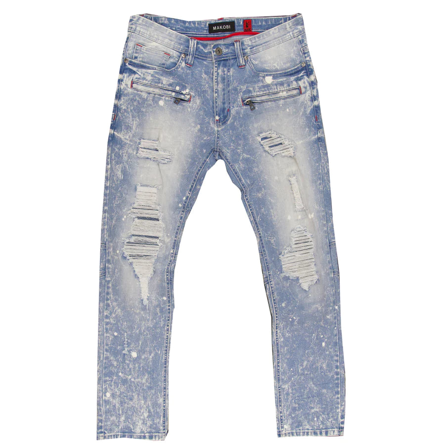 Makobi Denim Jeans M1749 Shredded & Paint Splatter Size deals 36X34