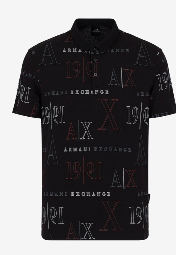 Armani exchange PATTERNED COTTON POLO SHIRT (Black/Red)