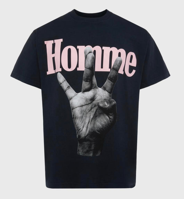 Homme femme Twisted Fingers Tee Charcoal & Pink (HFSS2022127-1)