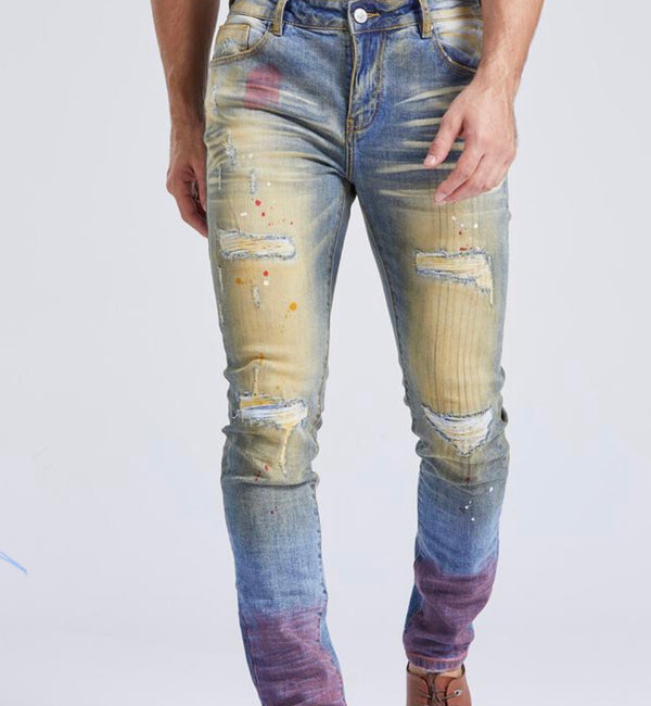 FOREIGN LOCAL HAND PAINTED RED SPLATTER JEANS
