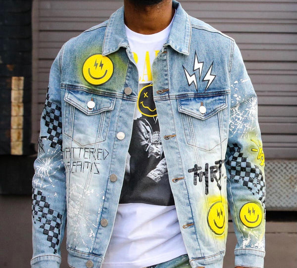 Thrt shattered dreams yellow smile denim jackets