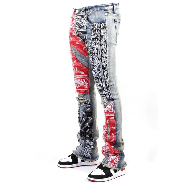 COPPER BANDANNA RED STACKED JEANS( 2250601)