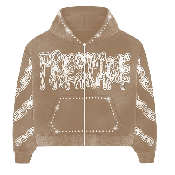 Prestige Drippy Rhinestone Hoodie brown