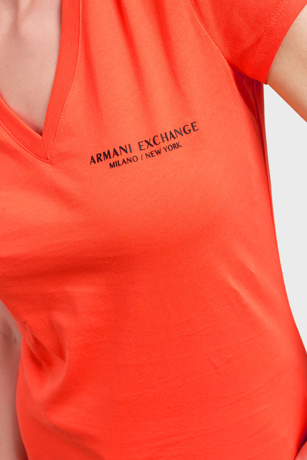 Armani Exchange Women Red Black Tshirt