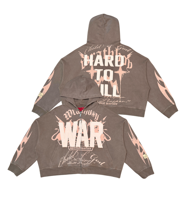 WAR ZIP CROPPED HOODIE