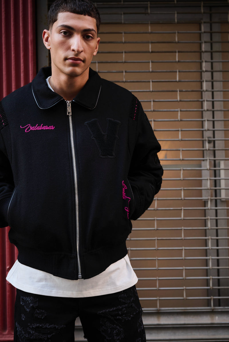 VALABASAS "WILD BUNCH" BLACK LETTERMAN JACKET