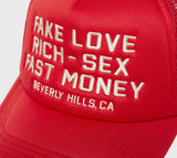 Homme femme Fake love Trucker Hat Red