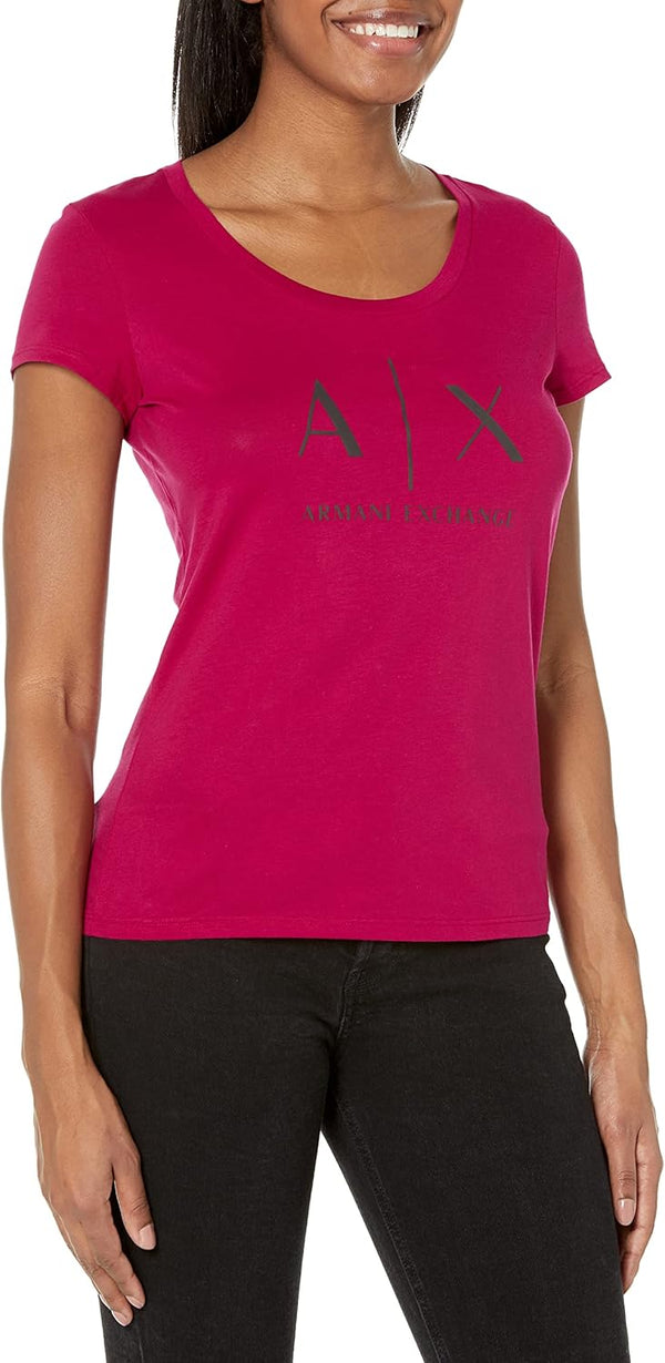 Armani Exchange women hot pink Stud tshirt