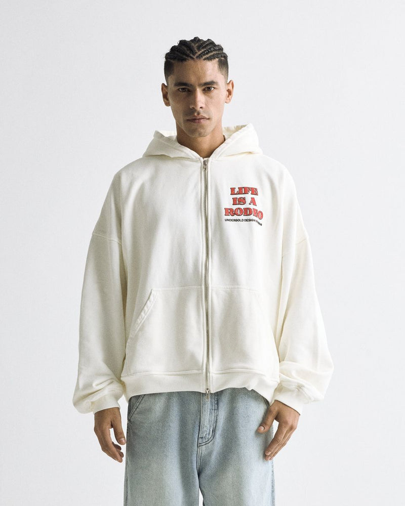 Undergold Rodeo "Life is a Rodeo" Zip Up Hoodie White