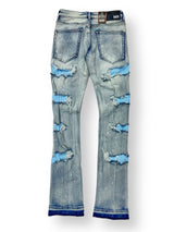 Denim city stacked flare light blue