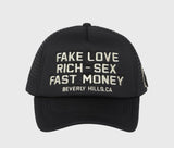 Homme Femme Fake Love Trucker Hat Black