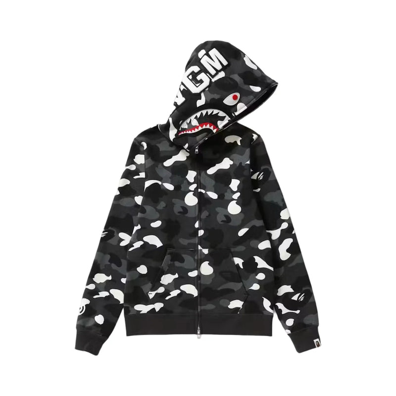 A Bathing Ape BLACK CITY CAMO SHARK FULL ZIP UP HOODIE