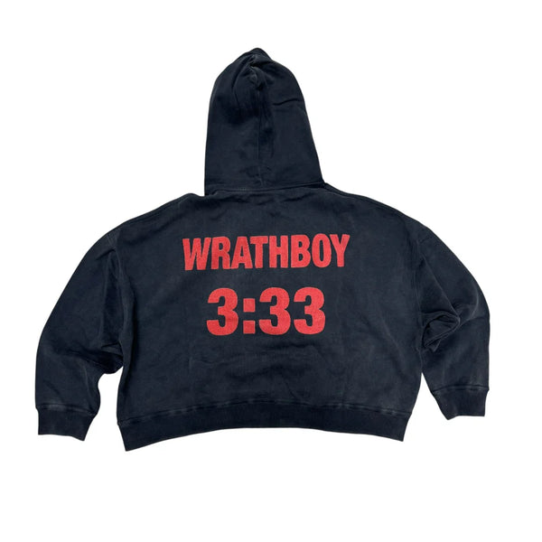 WRATHBOY OVERSIZE CROP 3:33 HOODIE BLACK