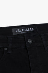 VALABASAS YINGYANG" BLACK BLACK STACKED FLARE JEANS