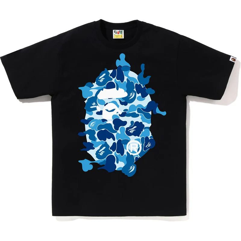 A BATHING APE ABC CAMO REBUILD BIG APE HEAD TEE Black/BLUE XLD