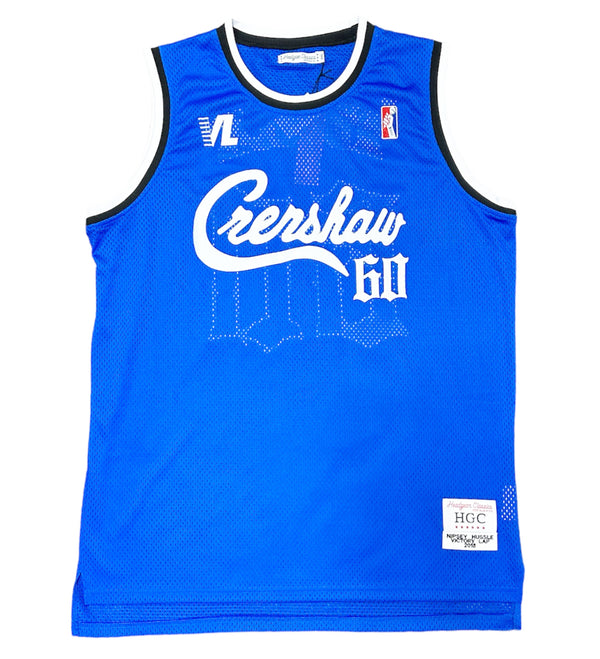 Nipsey Hussle Men's Headgear Classics Crenshaw 60 Checkered Basketball Jersey (Large, Sky Blue)