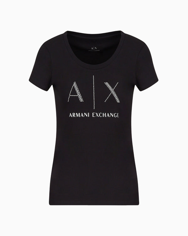 Armani Exchange women black stud tshirt