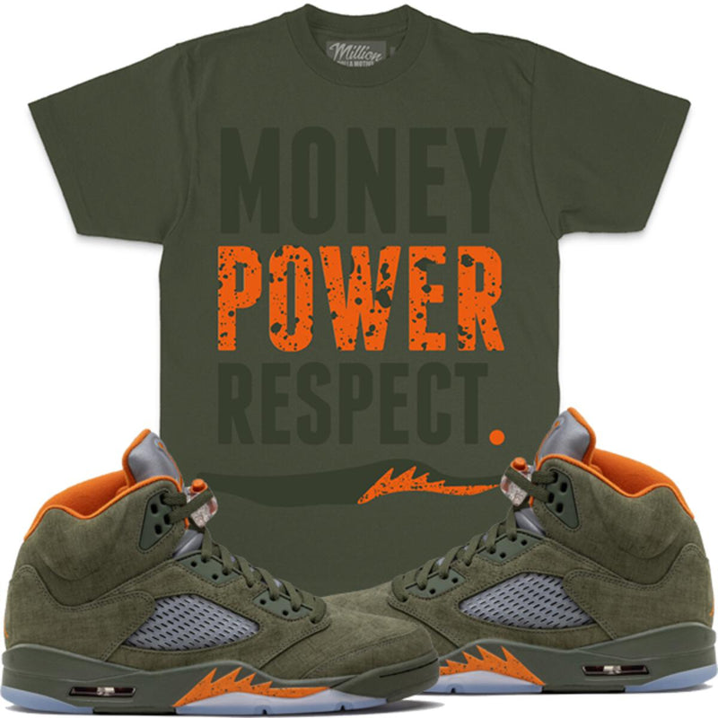 Million Dolla Money Power Respect - Olive T-Shirts