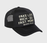 Homme Femme Fake Love Trucker Hat Black