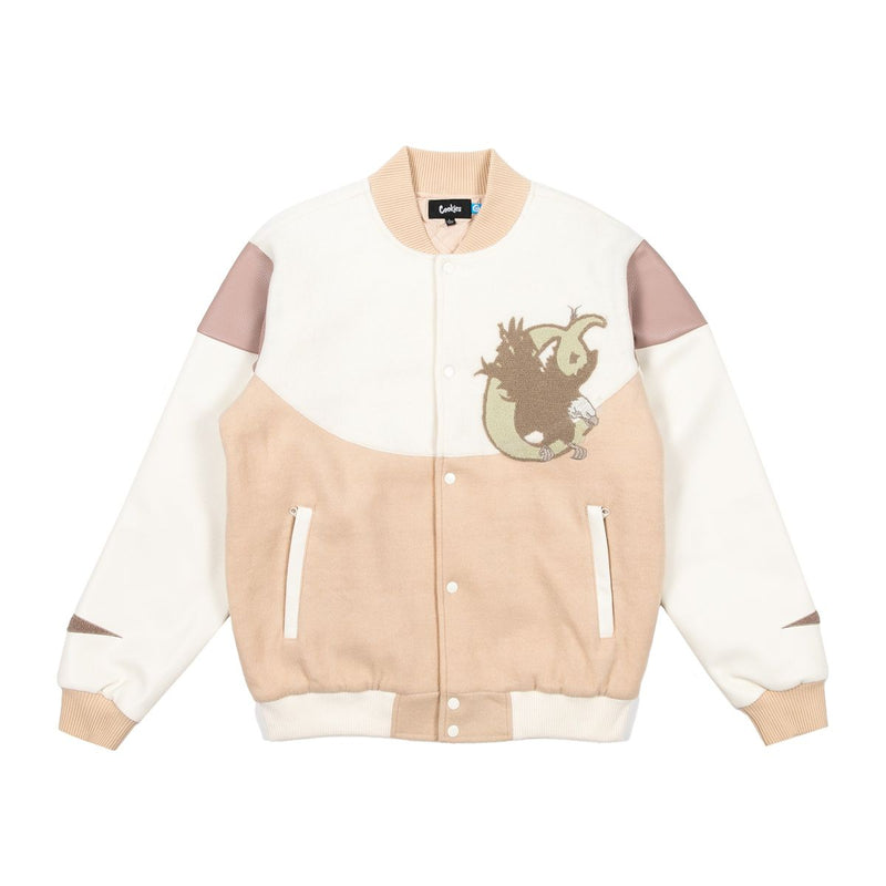 Cookies Mont Blanc Melton Wool Varsity Jacket With Contrast Panels And Applique Artwork