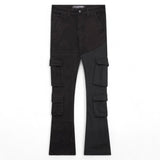 VALABASAS YINGYANG" BLACK BLACK STACKED FLARE JEANS