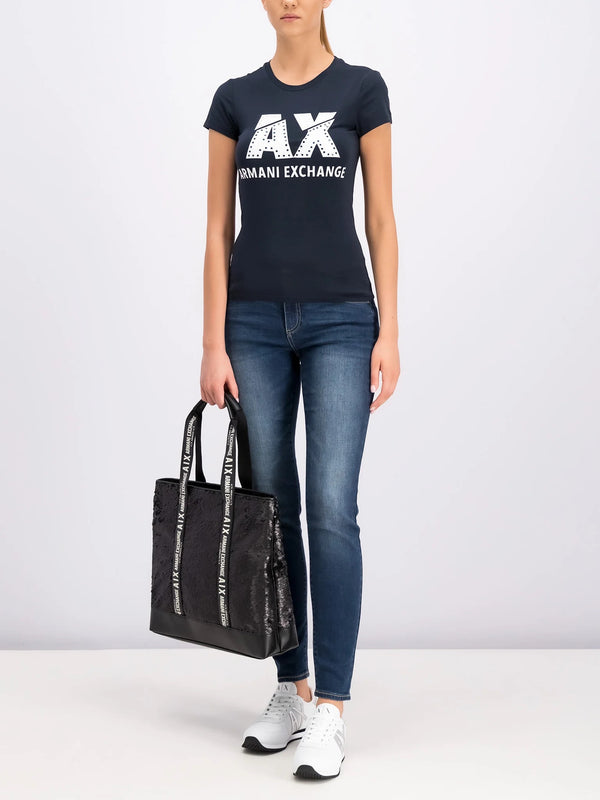 Armani Exchange Women Navy Tee