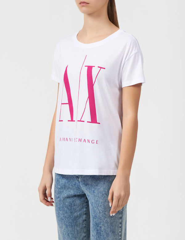 Armani Exchange women white pink Relaxed Fit Tshirt