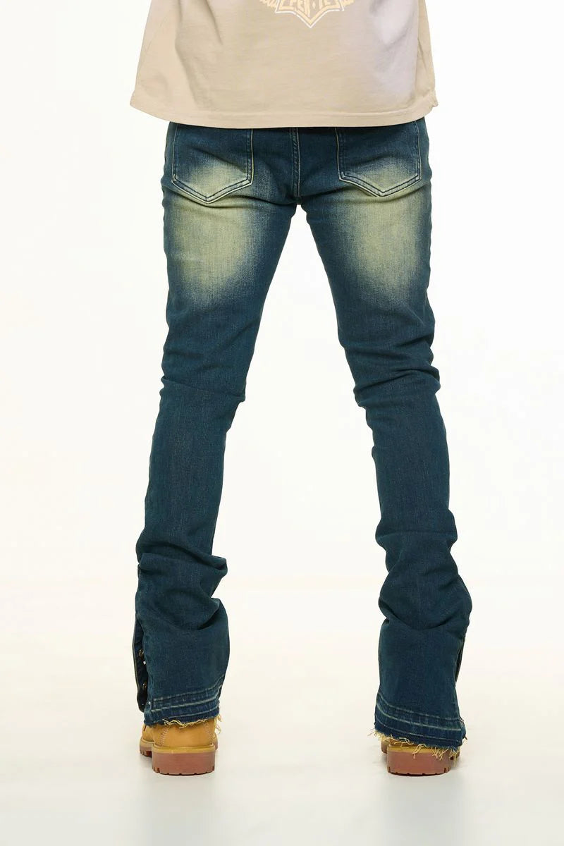 PHEELINGS

"EMOTIONALLY DRIVEN"FLARE STACK DENIM (MEDIUM BLUE VINTAGE WASH)