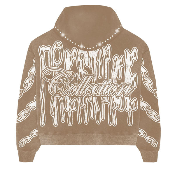 Prestige Drippy Rhinestone Hoodie brown