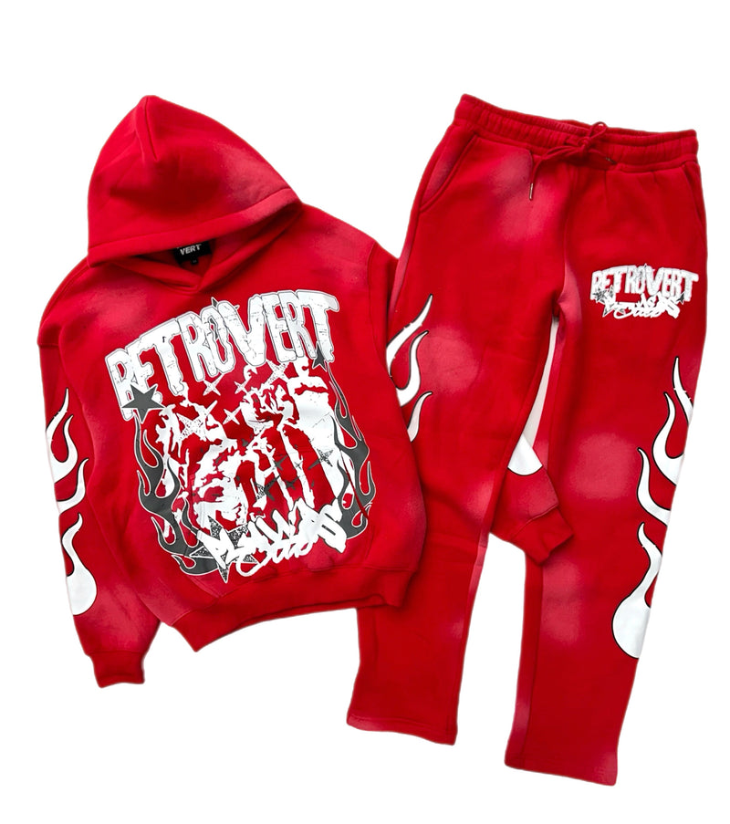 Retrovert Flame Red Jogging set