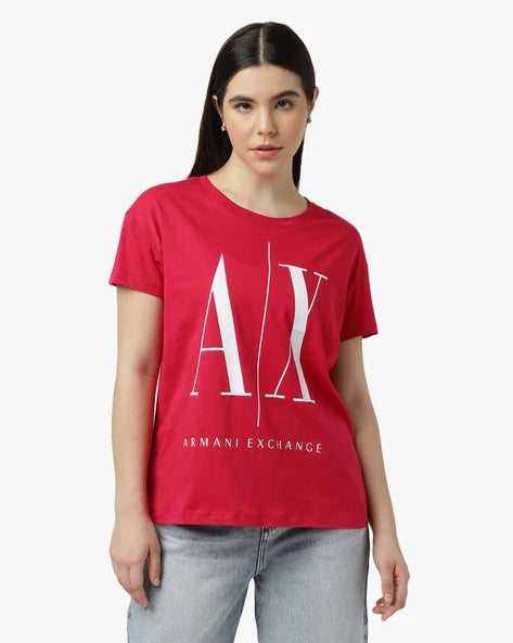 Armani Exchange women Red white Relaxed fit Tshirt