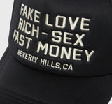 Homme Femme Fake Love Trucker Hat Black