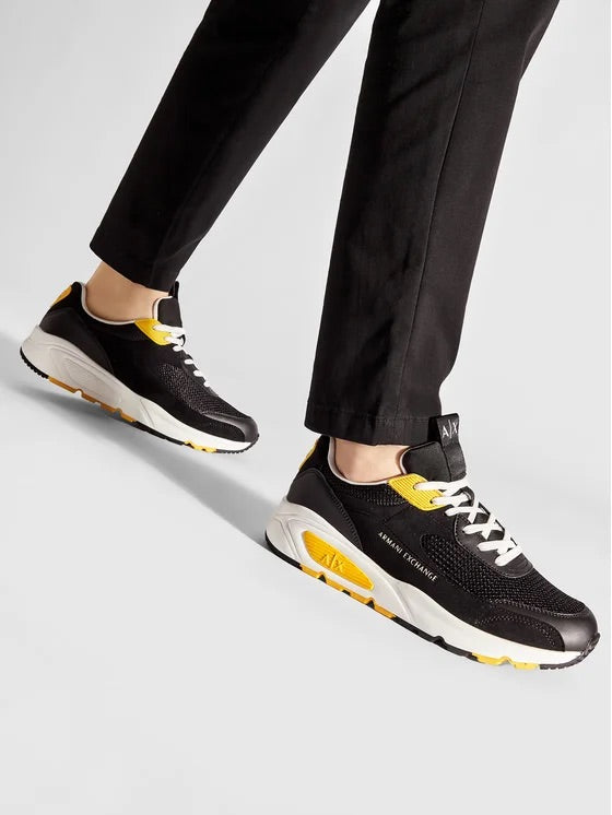 Armani Exchange Black Yellow Sneakers