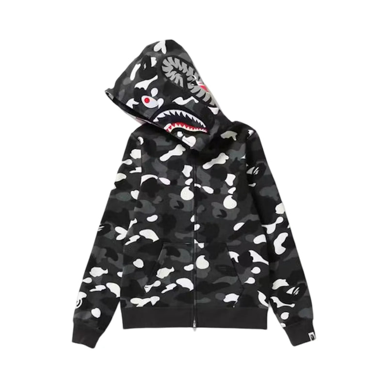 A Bathing Ape BLACK CITY CAMO SHARK FULL ZIP UP HOODIE