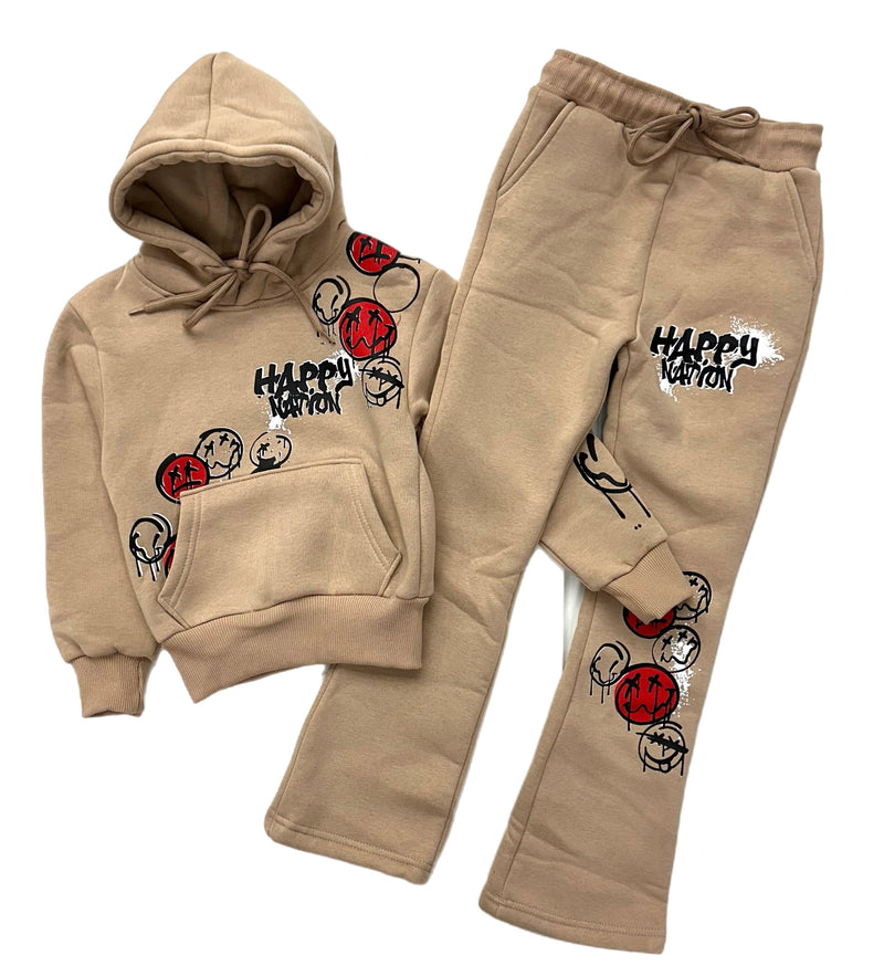 Black Pharaoh Happy Nation Tan Jogger Set Boy's