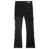 VALABASAS YINGYANG" BLACK BLACK STACKED FLARE JEANS